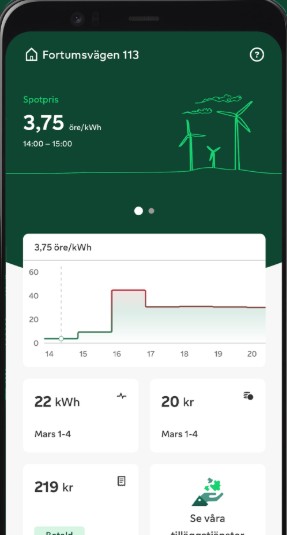 Fortum app skärmbild 1