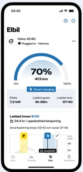 Vattenfall app skärmbild 1