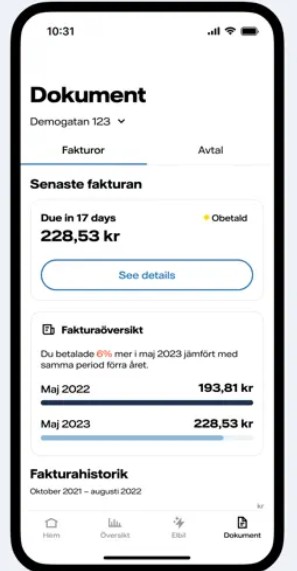 Vattenfall app skärmbild 2