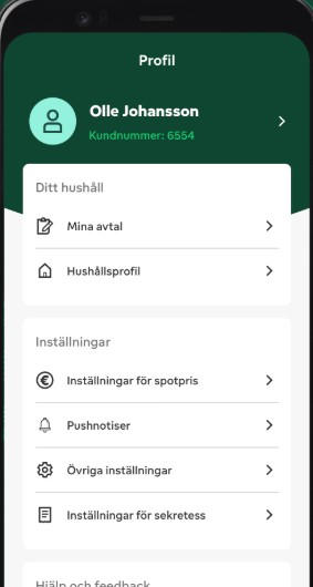 Fortum app skärmbild 2