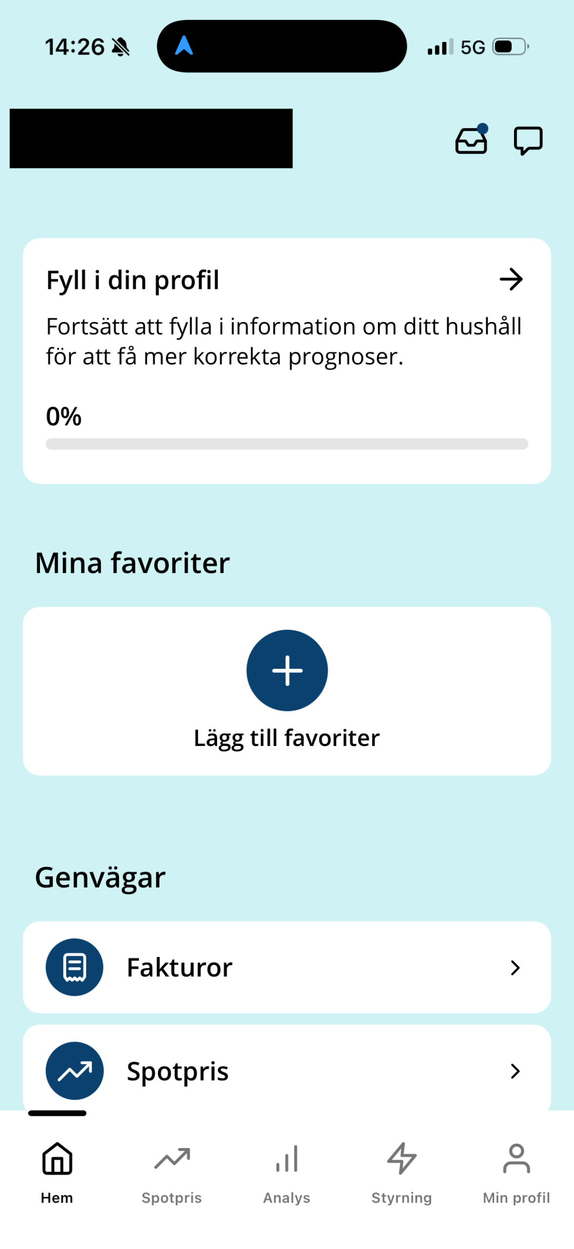 Telinet Energi app skärmbild 1